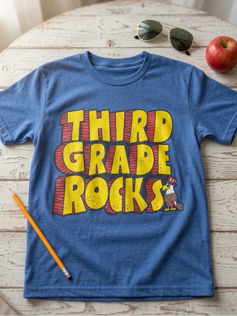 🟢3/$15 ⭐ Third Grade Rocks Graphic Tee | Port & Company Ring Spun Fan Favorite
